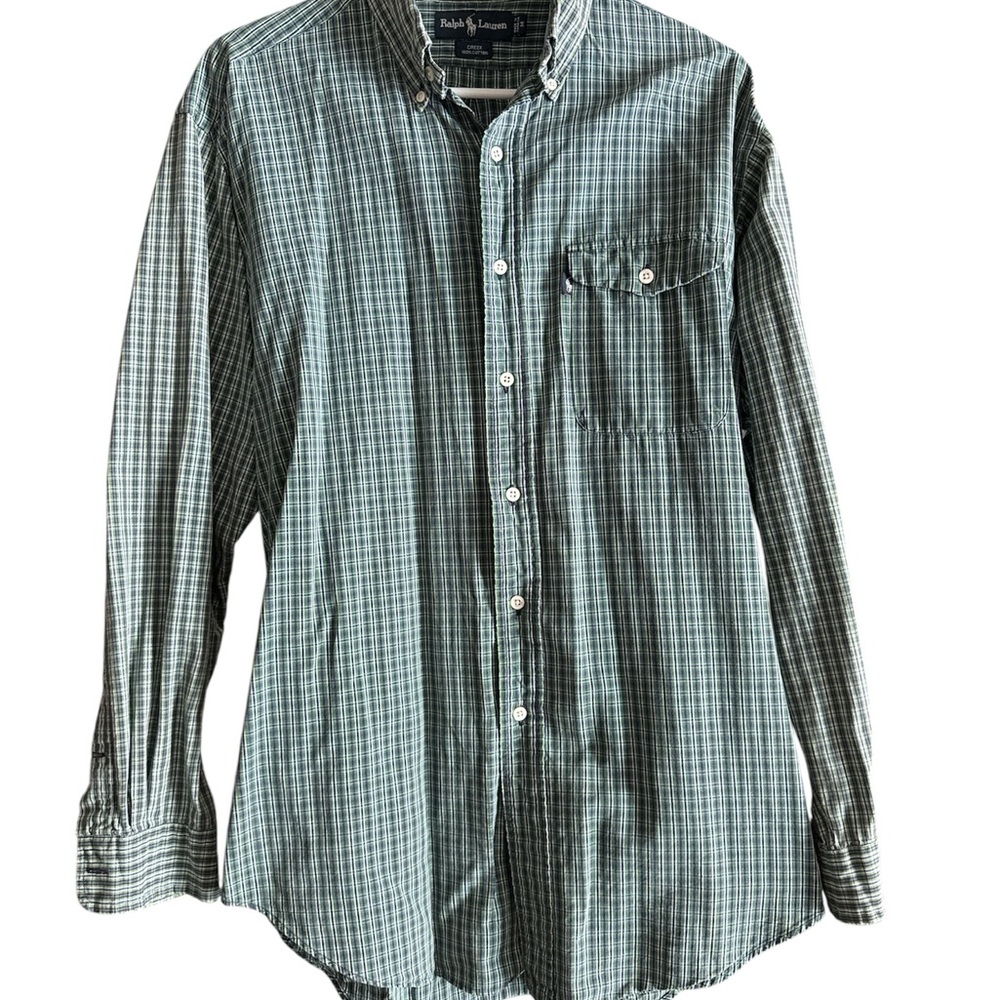 Ralph Lauren Green Plaid Casual Button Down Shirt
